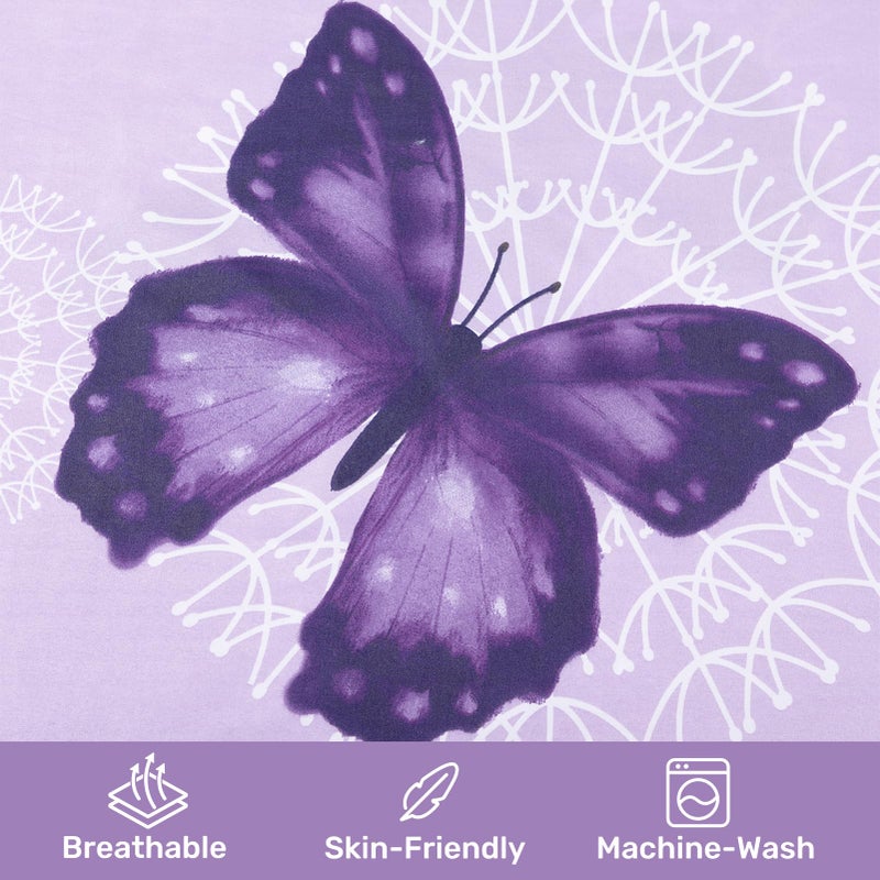 ARTALL 4-Piece Butterfly Print Full Size Sheet Set, Soft Microfiber All-Season Bed Sheets Includes 2 Pillowcases, 1 Flat Sheet, 1 Fitted Sheet with 15" Deep Pockets, Purple - Image 5